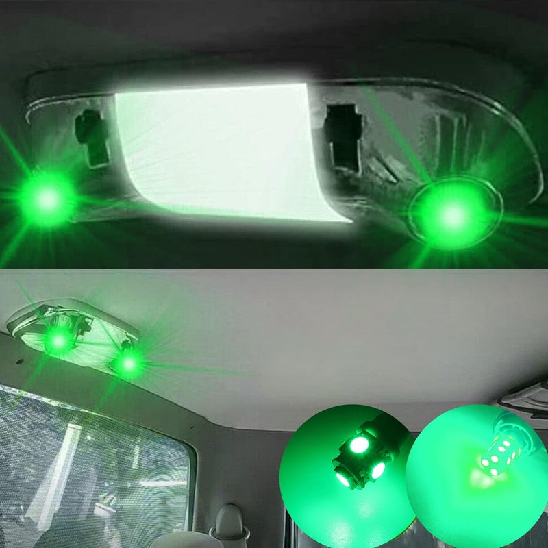 GLOFE 3Pcs Green Interior Map Dome Light LED Bulbs Compatible with 1987-1996 Ford F-150 F-250 Bronco - Image 1